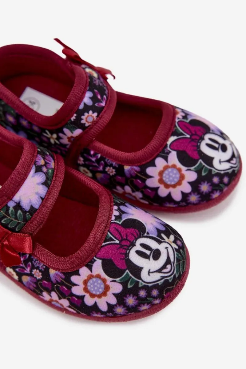 New Boto Balerinki Kapcie Dla Dziewczynek MINNIE MOUSE Bordowe Nomi