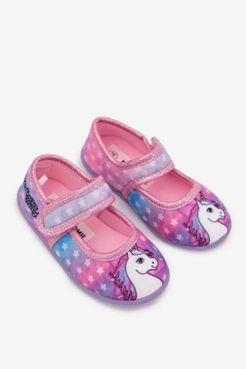 Dziewczęce|Balerinki Dziecięce>Boto Balerinki Kapcie Dla Dziewczynek Na Rzep UNICORN Różowe Silviera