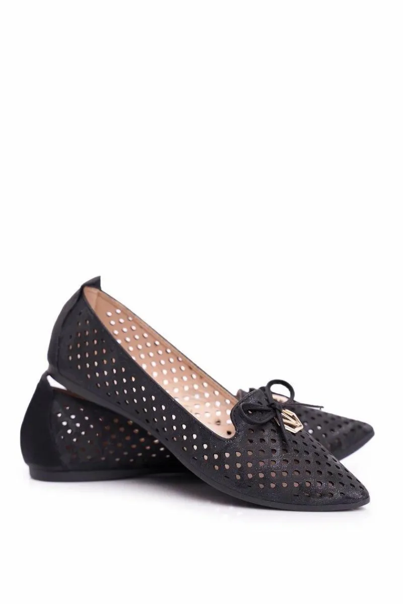 Discount Buty damskie Vinceza Baleriny Damskie Ażurowe Czarne Manam