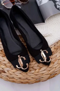 Discount Boto Baleriny Damskie Czarne Zamszowe Portes