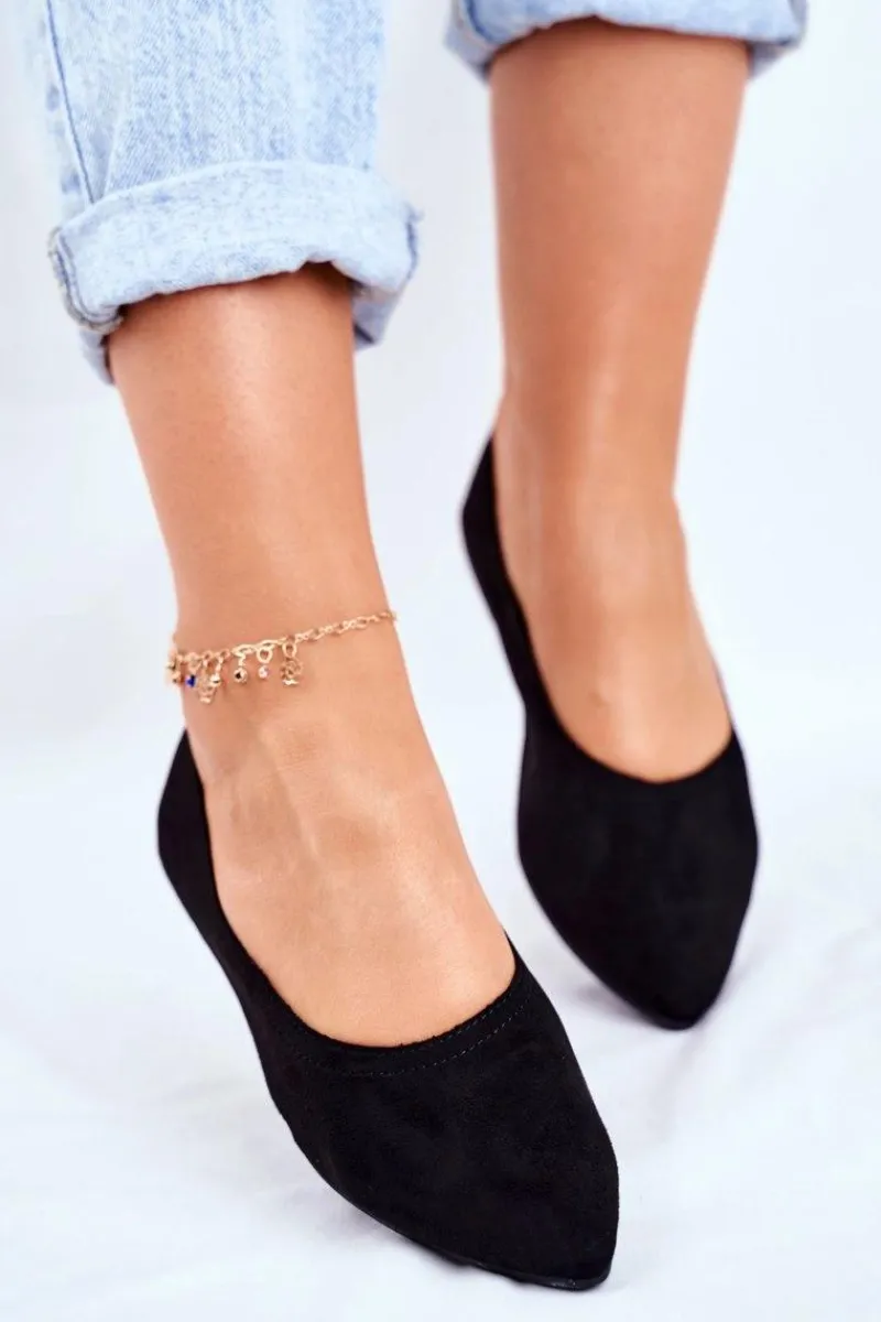 Discount Baleriny Damskie Eko-Zamsz Czarne Bellissima Damskie Baleriny Klasyczne