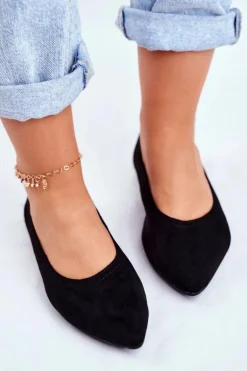 Discount Baleriny Damskie Eko-Zamsz Czarne Bellissima Damskie Baleriny Klasyczne