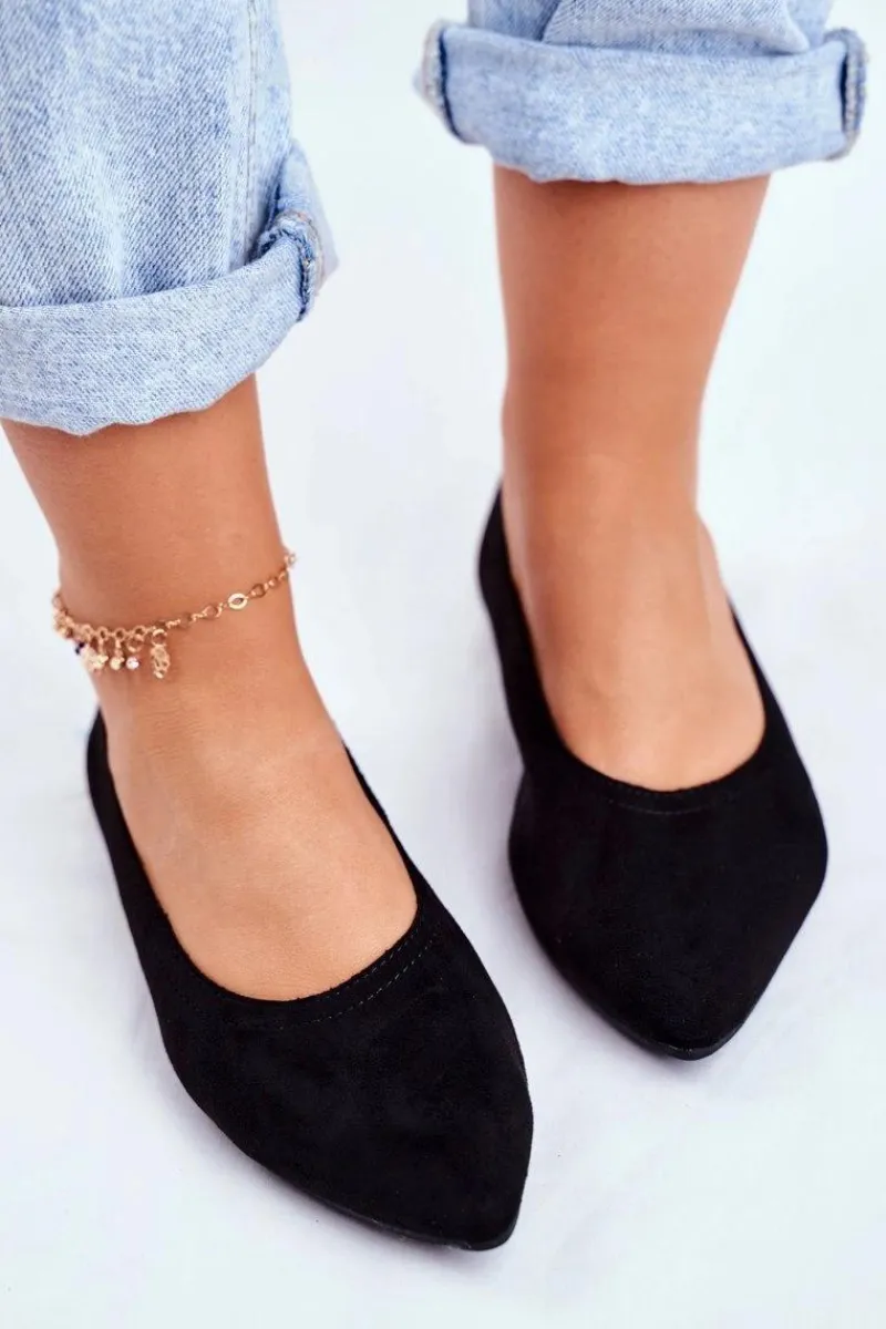 Discount Baleriny Damskie Eko-Zamsz Czarne Bellissima Damskie Baleriny Klasyczne