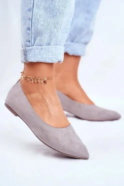 New Boto Baleriny Damskie Eko-Zamsz Szare Bellissima