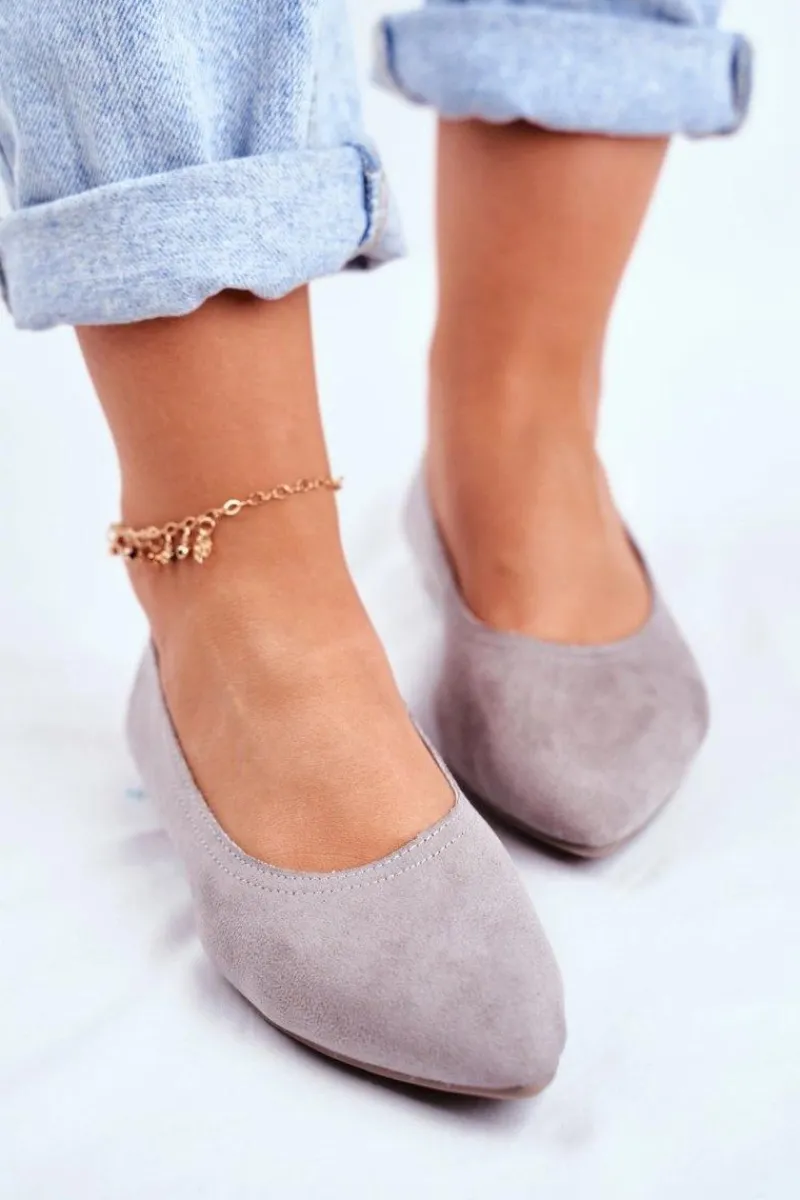 New Boto Baleriny Damskie Eko-Zamsz Szare Bellissima