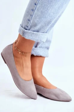 New Boto Baleriny Damskie Eko-Zamsz Szare Bellissima