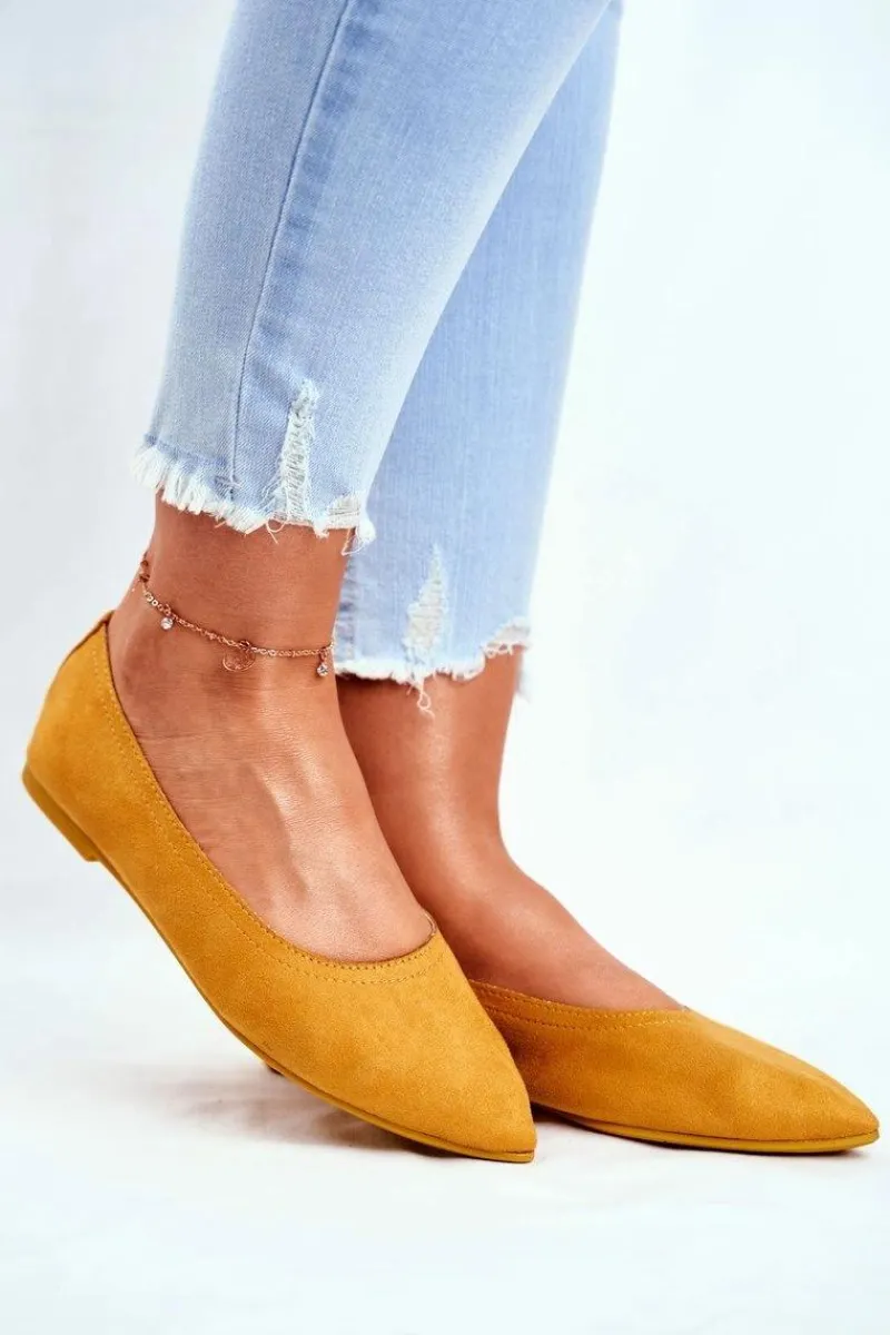 Sale Boto Baleriny Damskie Eko-Zamsz Żółte Bellissima