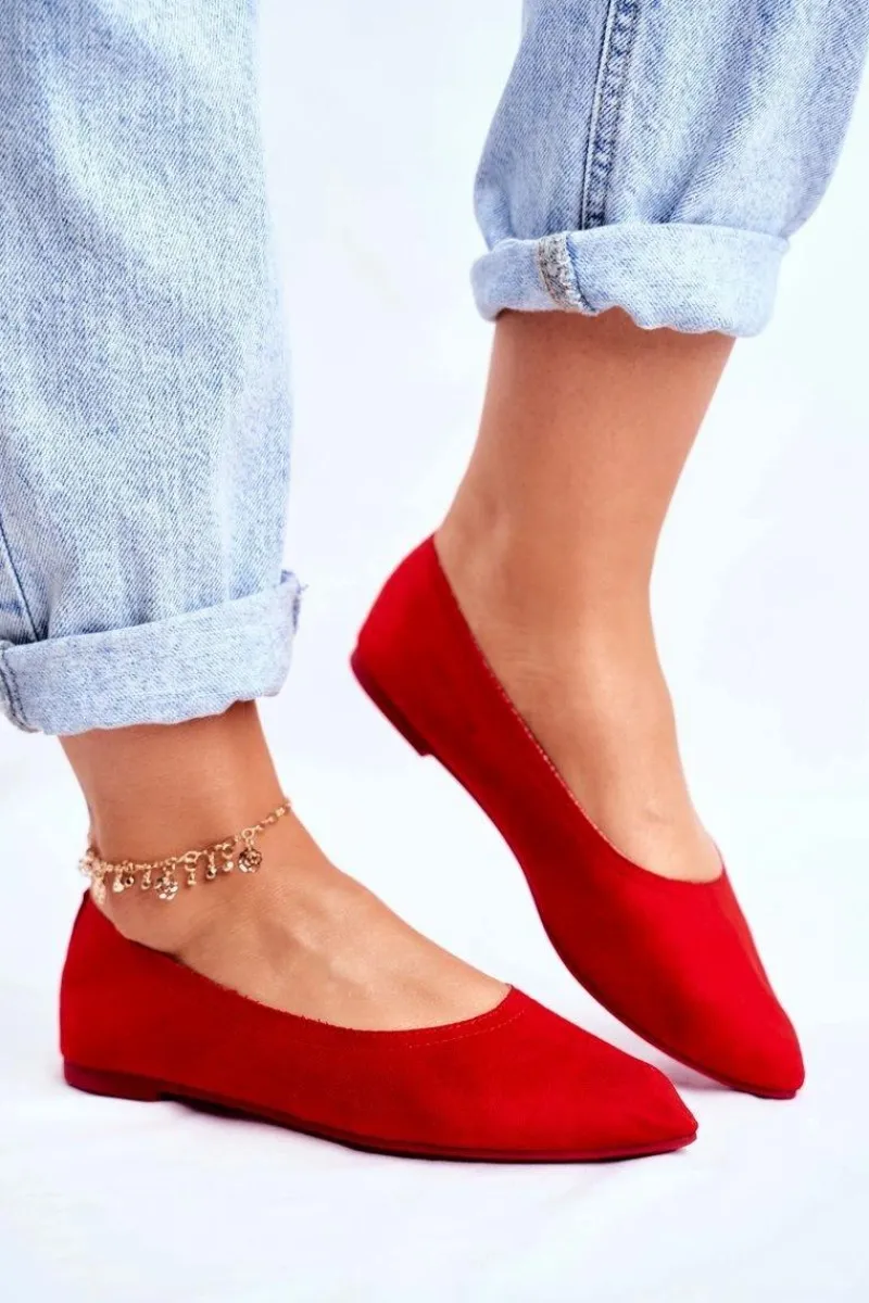 Baleriny Klasyczne>Boto Baleriny Damskie Eko-Zamsz Czerwone Bellissima