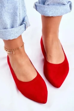 Baleriny Klasyczne>Boto Baleriny Damskie Eko-Zamsz Czerwone Bellissima