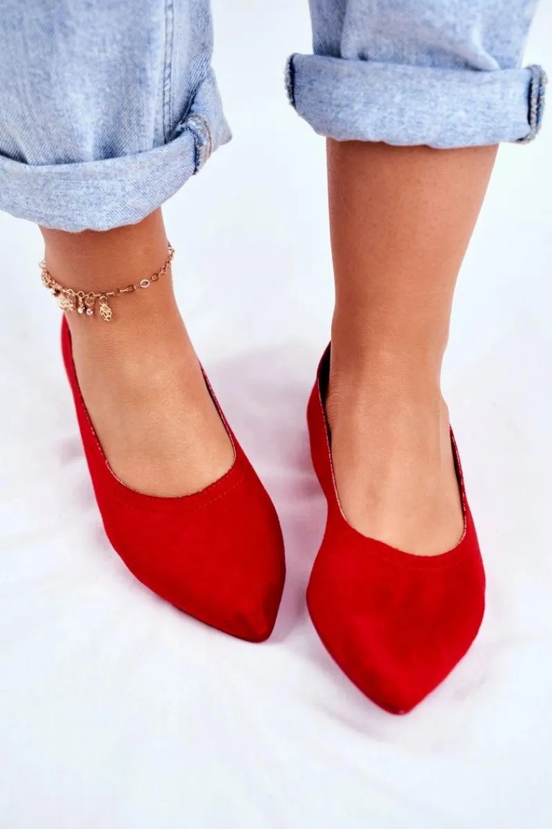 Baleriny Klasyczne>Boto Baleriny Damskie Eko-Zamsz Czerwone Bellissima