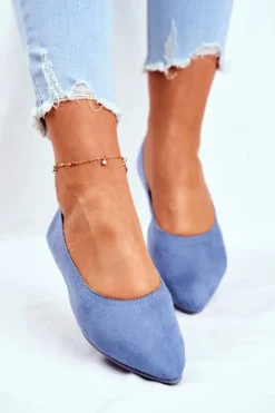 Baleriny Damskie Eko-Zamsz Niebieskie Bellissima Damskie Baleriny Klasyczne