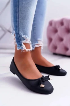 Baleriny Klasyczne>Boto Baleriny Damskie Eleganckie Czarne LaDonna