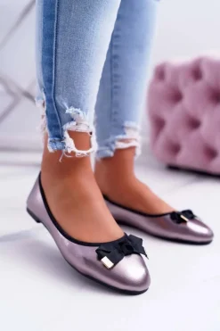 Baleriny Klasyczne>Boto Baleriny Damskie Eleganckie Grafitowe LaDonna