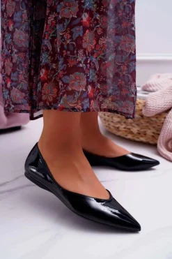 Outlet Baleriny Damskie Lakierowane W Szpic Czarne Tell Me Damskie Baleriny Klasyczne