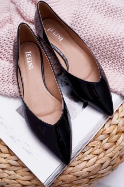 Outlet Baleriny Damskie Lakierowane W Szpic Czarne Tell Me Damskie Baleriny Klasyczne