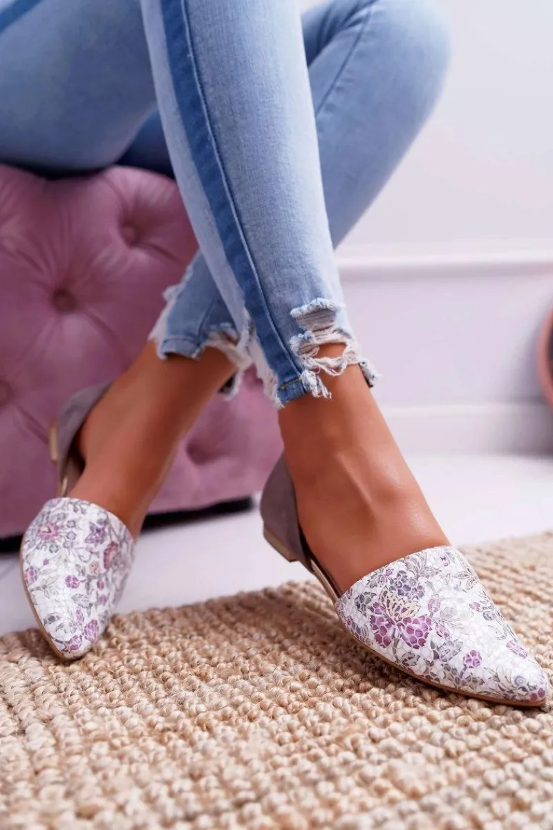 Discount Laura Messi Baleriny Damskie 1110 Skóra Ciemnoszare Augure