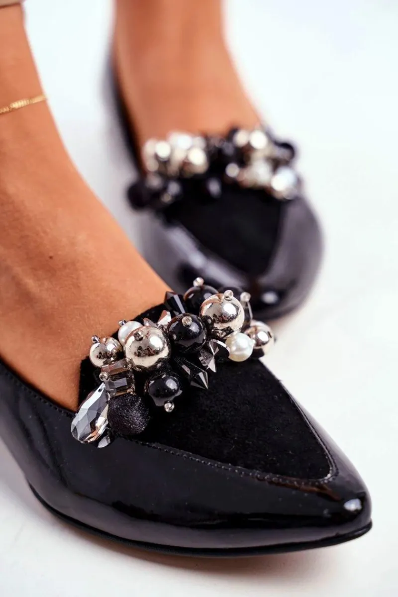 Hot Baleriny Damskie Skórzane Czarne 2157 Damskie Baleriny Skórzane|Baleriny Klasyczne