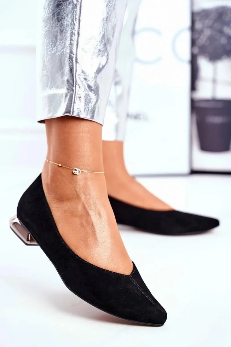 Baleriny Skórzane|Baleriny Klasyczne>Laura Messi Baleriny Damskie Skórzane Czarne 2149