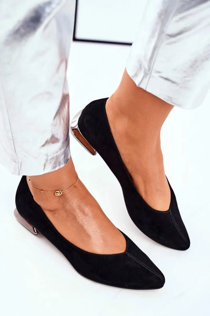 Baleriny Skórzane|Baleriny Klasyczne>Laura Messi Baleriny Damskie Skórzane Czarne 2149