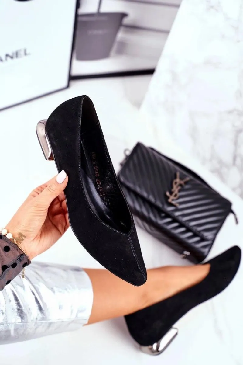 Baleriny Skórzane|Baleriny Klasyczne>Laura Messi Baleriny Damskie Skórzane Czarne 2149