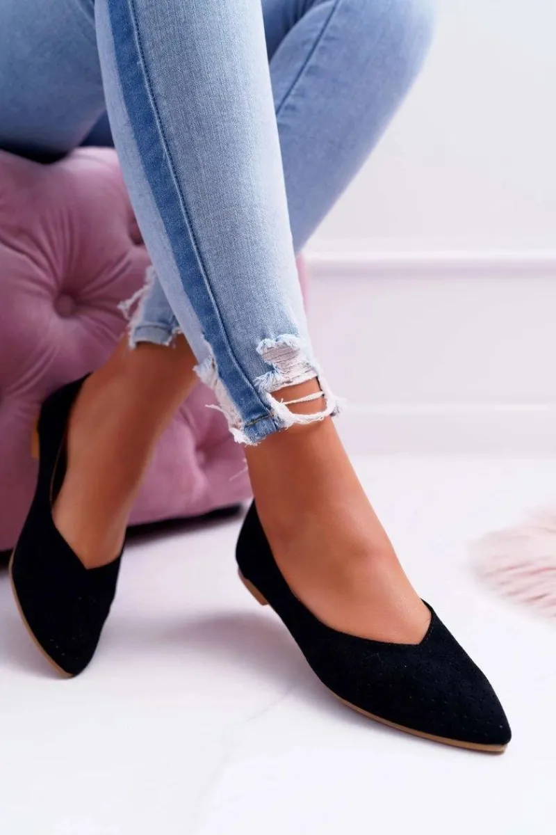 Baleriny Klasyczne>Boto Baleriny Damskie Lu Boo Ażurowe Czarne Dessert