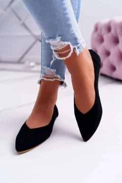 Baleriny Klasyczne>Boto Baleriny Damskie Lu Boo Ażurowe Czarne Dessert