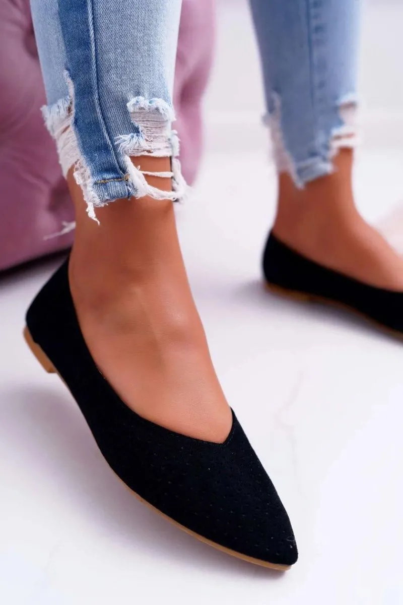 Baleriny Klasyczne>Boto Baleriny Damskie Lu Boo Ażurowe Czarne Dessert