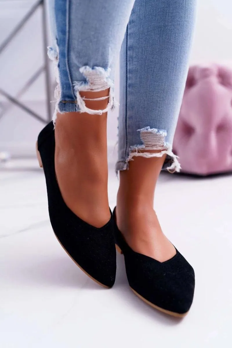 Baleriny Klasyczne>Boto Baleriny Damskie Lu Boo Ażurowe Czarne Dessert