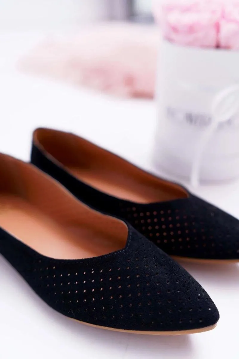 Baleriny Klasyczne>Boto Baleriny Damskie Lu Boo Ażurowe Czarne Dessert