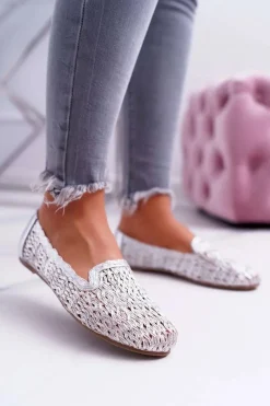 Sale Baleriny Damskie Lu Boo Plecione Srebrny 4Ever Damskie Baleriny Klasyczne