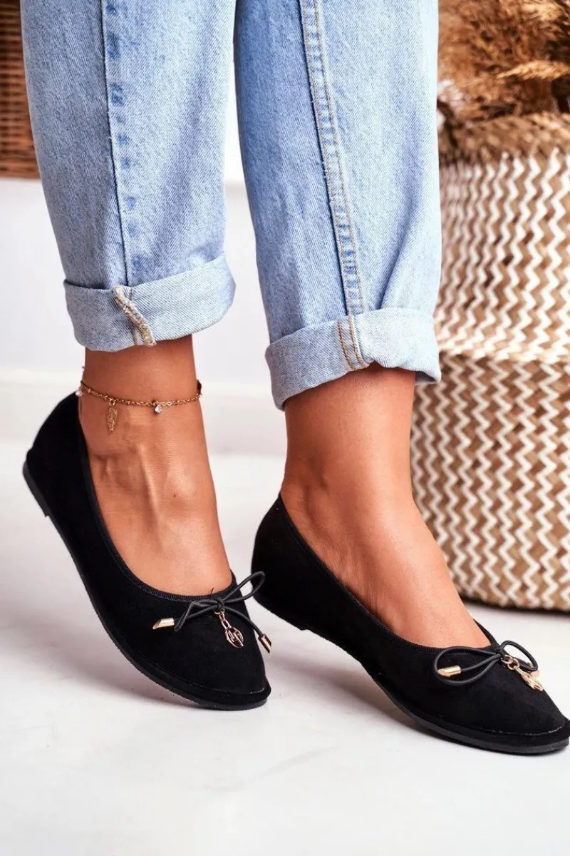 Baleriny Klasyczne>Boto Baleriny Damskie Lu Boo Zamszowe Czarne Layla