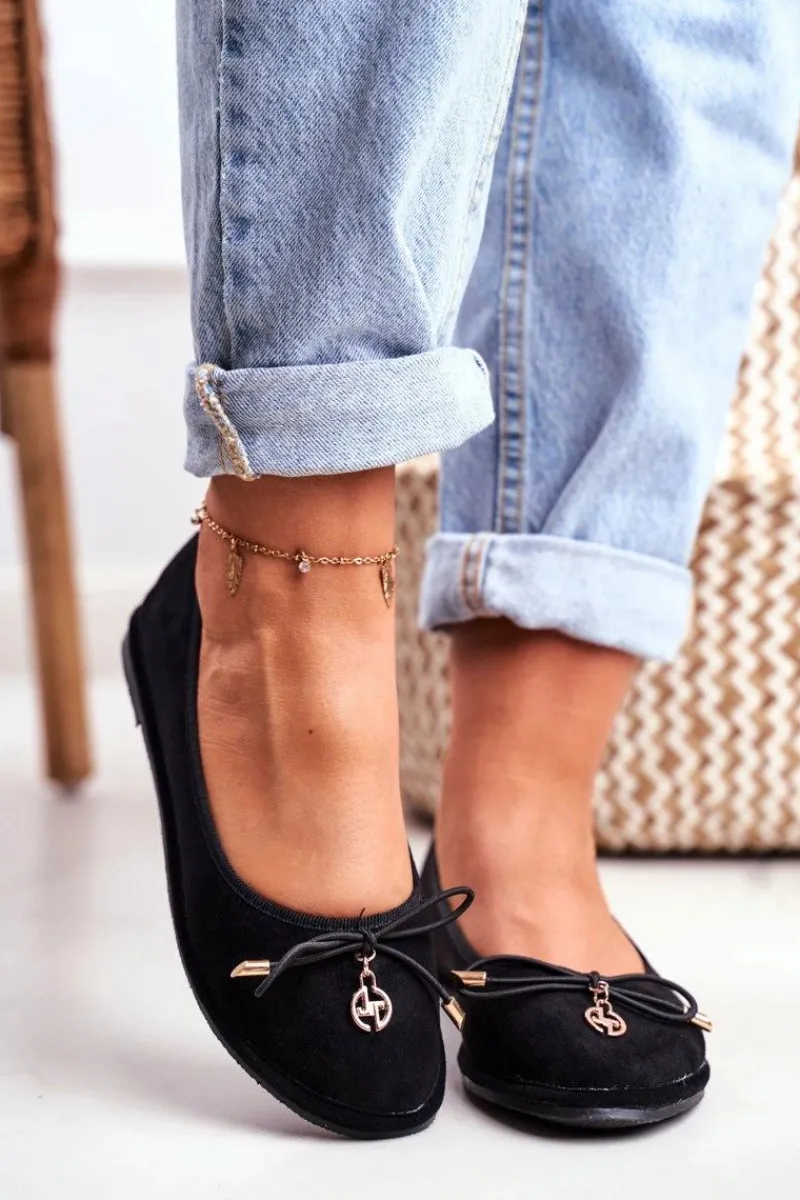 Baleriny Klasyczne>Boto Baleriny Damskie Lu Boo Zamszowe Czarne Layla