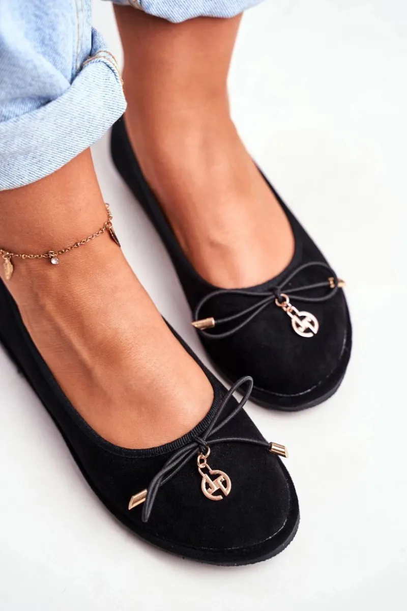 Baleriny Klasyczne>Boto Baleriny Damskie Lu Boo Zamszowe Czarne Layla