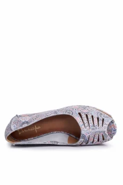 Baleriny Skórzane|Baleriny Klasyczne></noscript>Maciejka Baleriny Damskie Skórzane Biało Niebieskie we wzory 03497-13