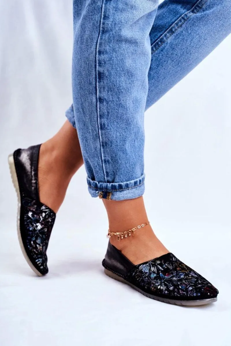 Sale Maciejka Baleriny Damskie Skórzane Czarne 01930-70/00-0