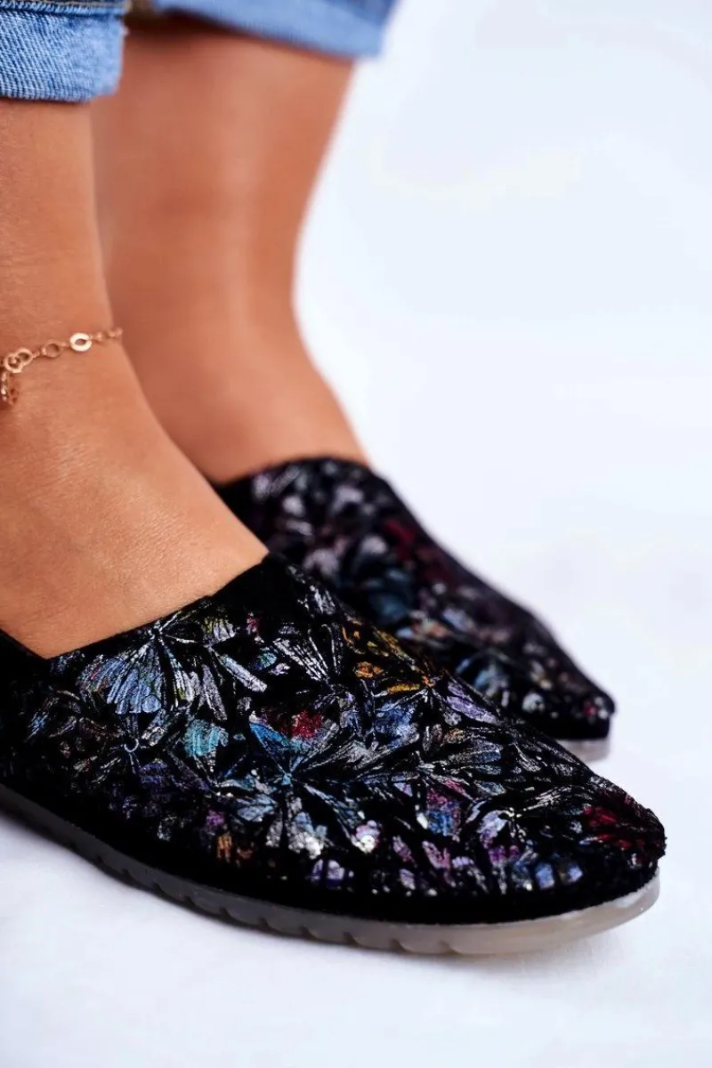 Sale Maciejka Baleriny Damskie Skórzane Czarne 01930-70/00-0