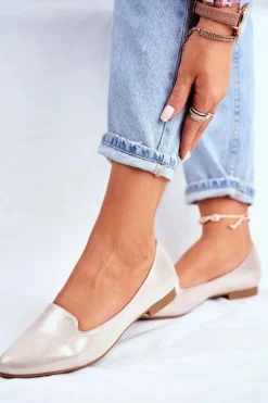 Baleriny Klasyczne>Buty Sergio Leone Baleriny Damskie Sergio Leone Beżowo Złote BL610