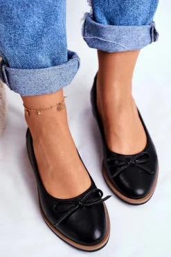 Hot Baleriny Damskie Sergio Leone Czarne BL612 Damskie Baleriny Klasyczne