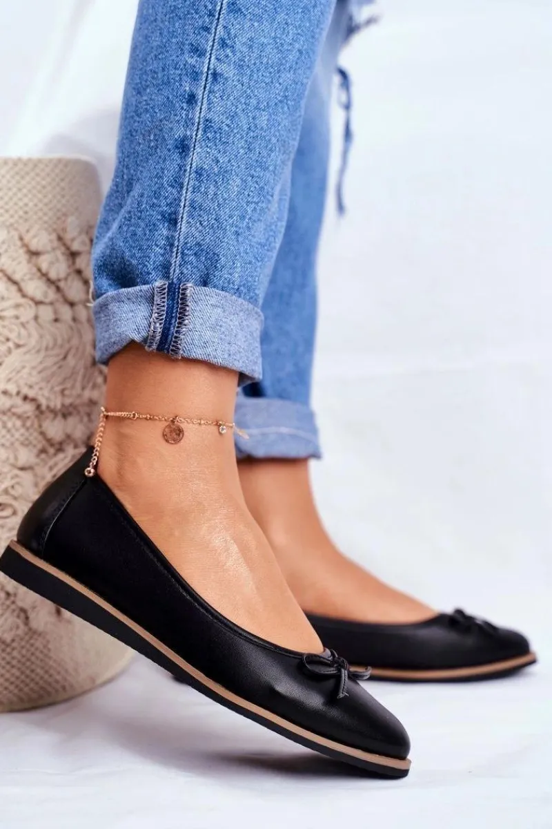 Hot Baleriny Damskie Sergio Leone Czarne BL612 Damskie Baleriny Klasyczne