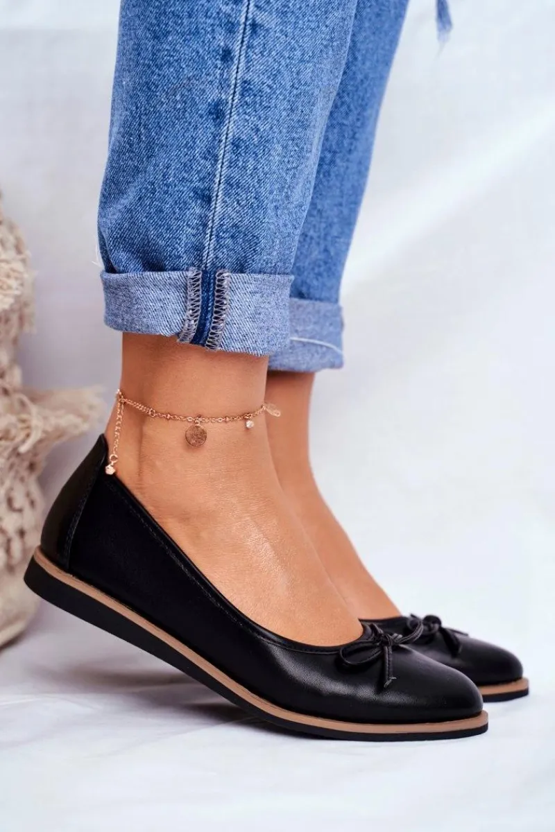 Hot Baleriny Damskie Sergio Leone Czarne BL612 Damskie Baleriny Klasyczne