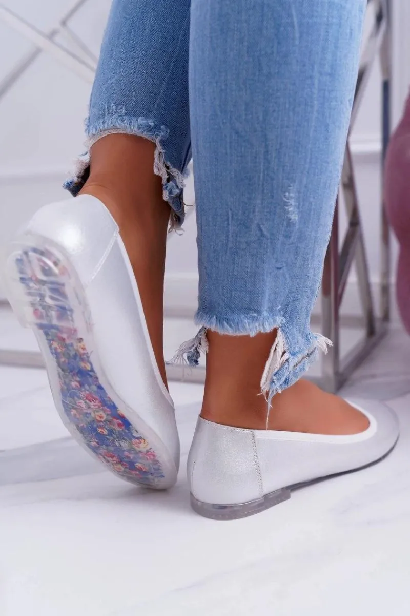 Sale Buty Sergio Leone Baleriny Damskie Sergio Leone Srebrne Plex