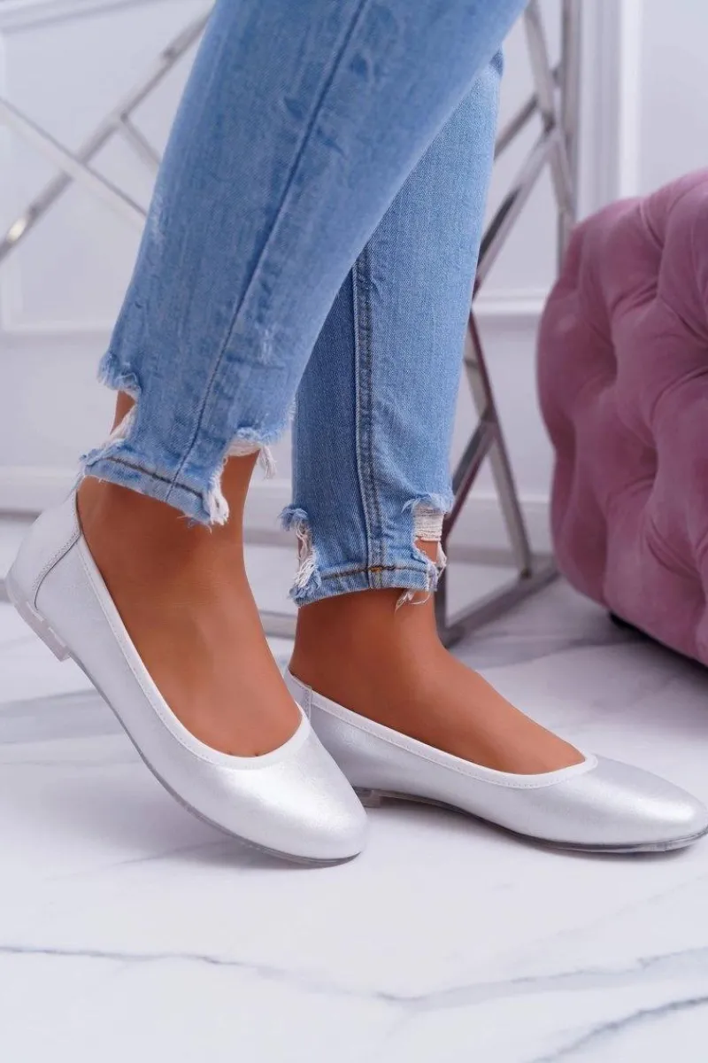 Sale Buty Sergio Leone Baleriny Damskie Sergio Leone Srebrne Plex