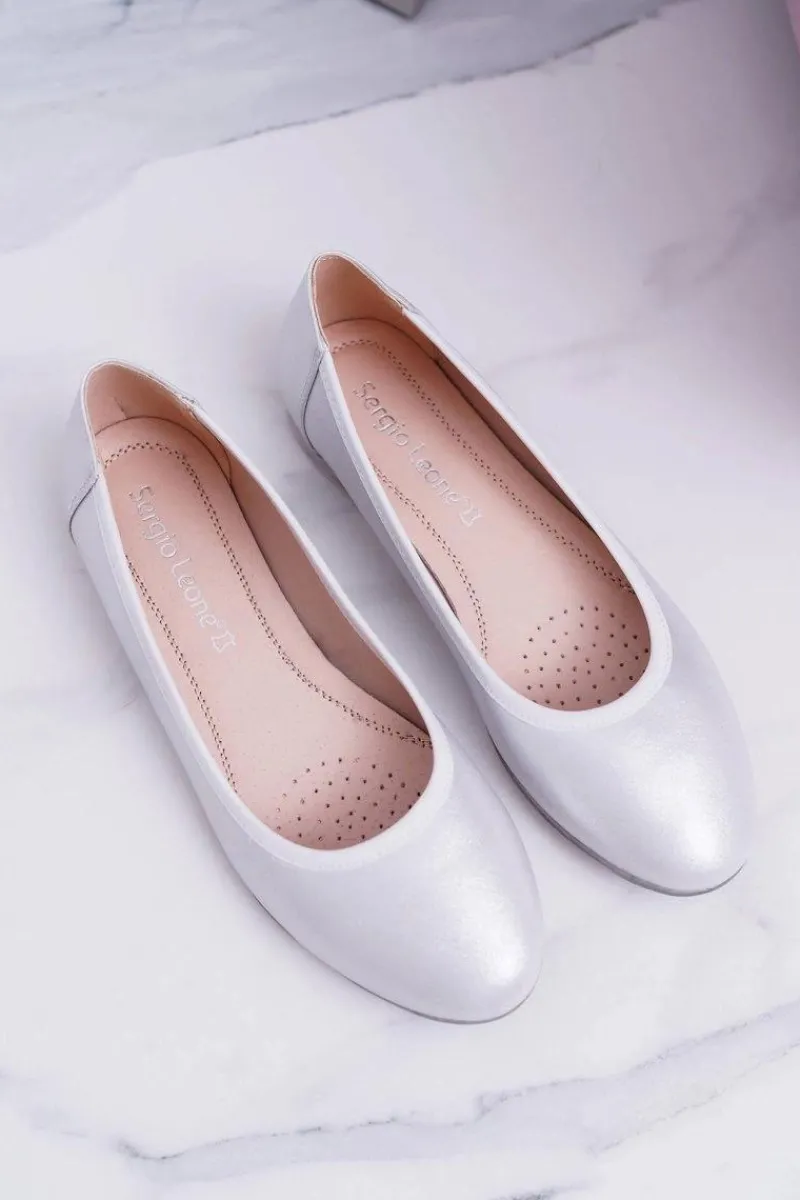Sale Buty Sergio Leone Baleriny Damskie Sergio Leone Srebrne Plex