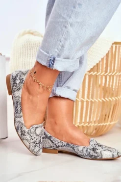 Baleriny Klasyczne>Buty Sergio Leone Baleriny Damskie Sergio Leone Biały Wąż BL610