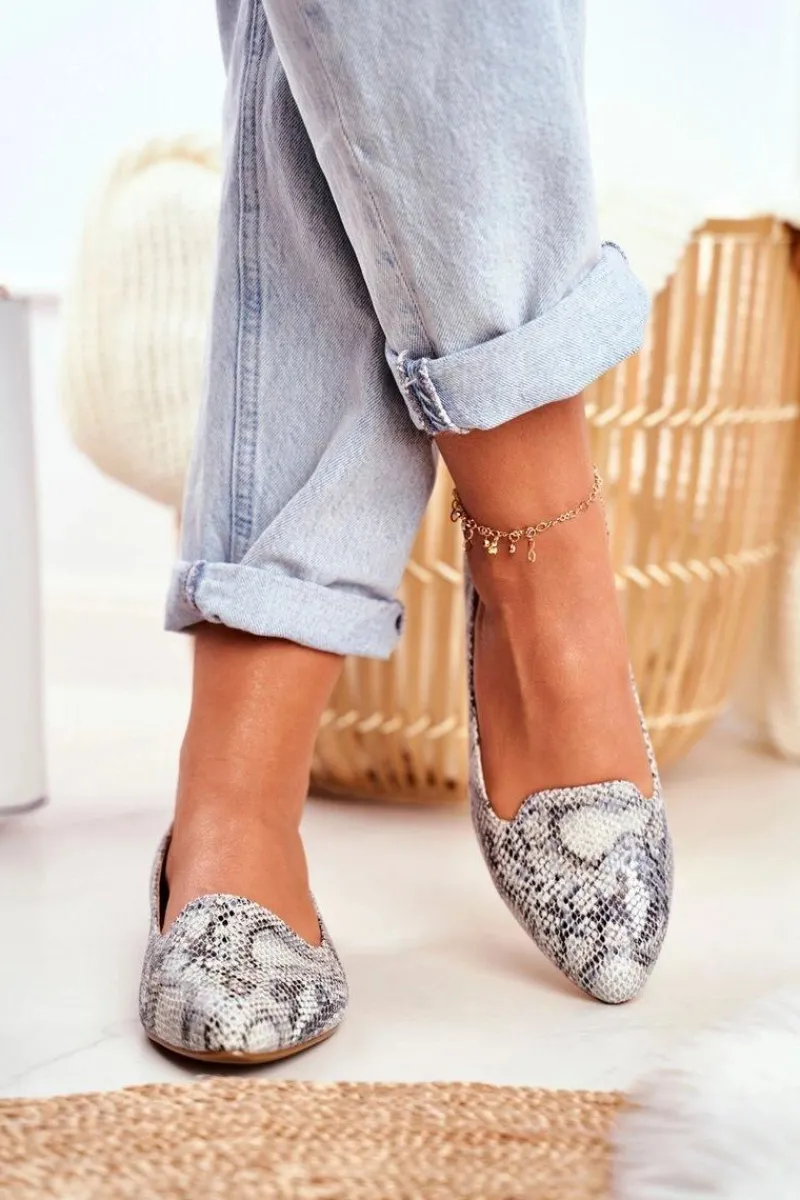 Baleriny Klasyczne>Buty Sergio Leone Baleriny Damskie Sergio Leone Biały Wąż BL610