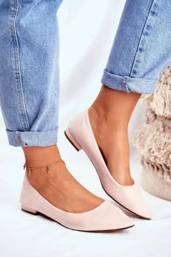 Baleriny Klasyczne>Evento Baleriny Damskie W Szpic Zamszowe Beżowe Westley