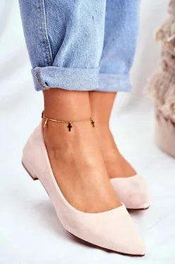 Baleriny Klasyczne>Evento Baleriny Damskie W Szpic Zamszowe Beżowe Westley