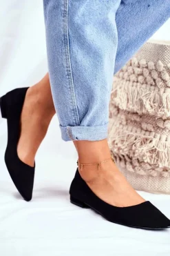 Hot Baleriny Damskie W Szpic Zamszowe Czarne Westley Damskie Baleriny Klasyczne