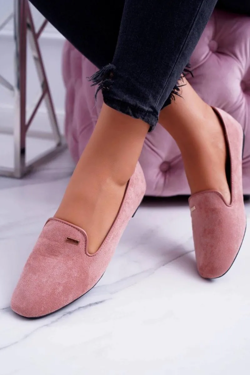 Best Baleriny Damskie Zamszowe Pudrowy Róż Neala Damskie Baleriny Klasyczne