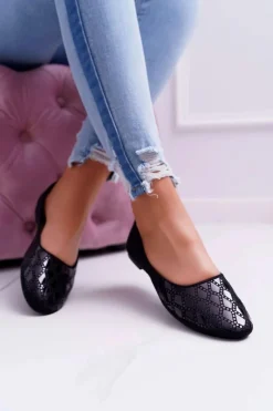 Outlet Boto Baleriny Damskie Zamszowe Czarne Merante